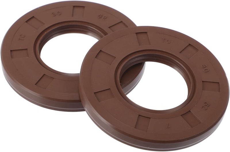 VekAuto Universal Oil Seal TC Double Lip W Steel Spring Seal Ring Rotary Shaft Seal 30x62x7mm High Pressure FKM Rubber Brown 2 Pcs - Image 1
